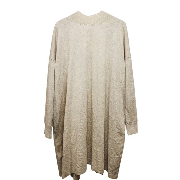Ava & Viv Womens Open Front Cardigan Sweater 3X Beige Lightweight Knit Longline - Picture 2 of 5